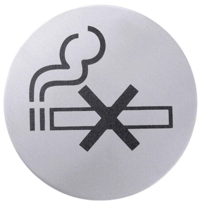 Türsymbol Nichtraucher seidenmatt poliert selbstkleb. 7.5cm