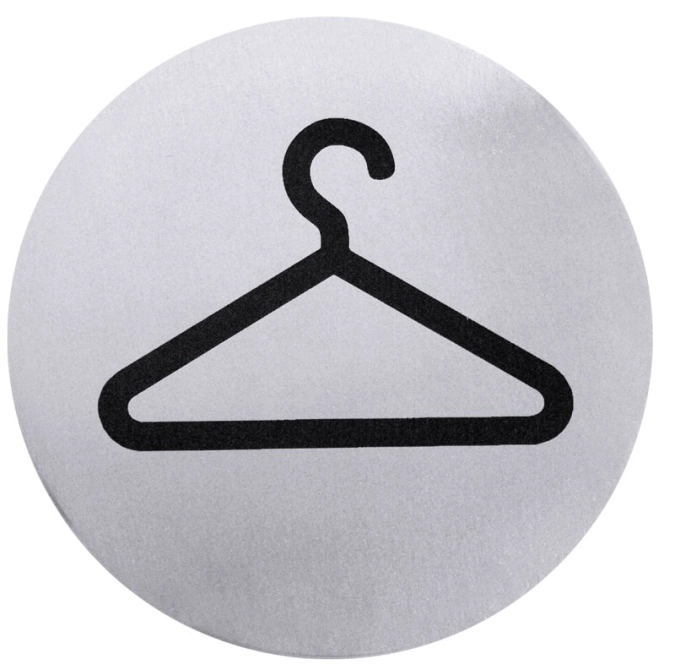 Türsymbol Kleiderbügel seidenmatt poliert selbstkleb. 7.5cm