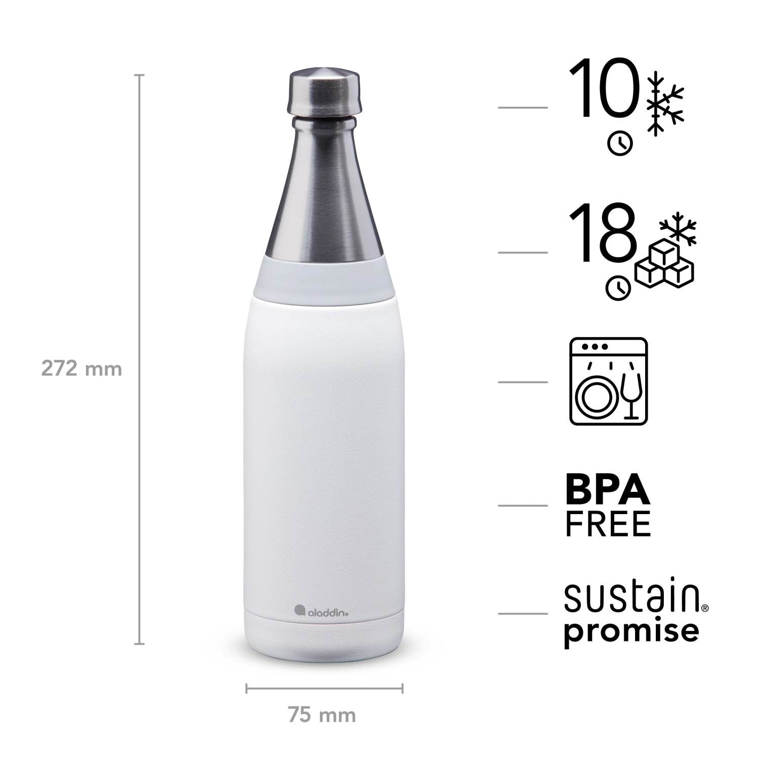 Fresco Thermavac™ Water Bottle 0.6L Snowflake White