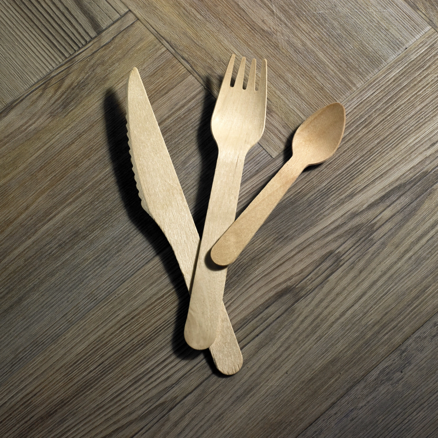 Besteckset Holz Messer, Gabel, Löffel und Serviette 250Stk