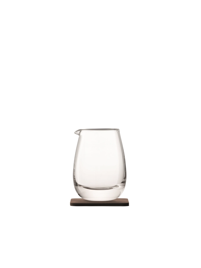 Whisky Islay Krug 300ml transparent und Nussbaum Untersetzer