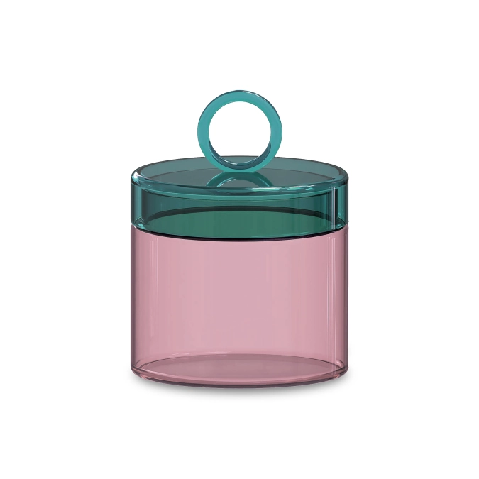Vorratsglas aus Borosilikatglas, 1.9l, pink - grün