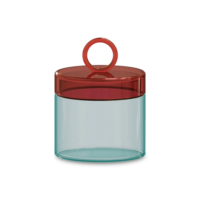 Vorratsglas aus Borosilikatglas, 1l, blau - rot