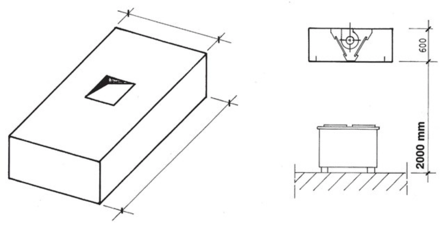 Decken-Dunstabzughaube B1400xT1300xH550mm