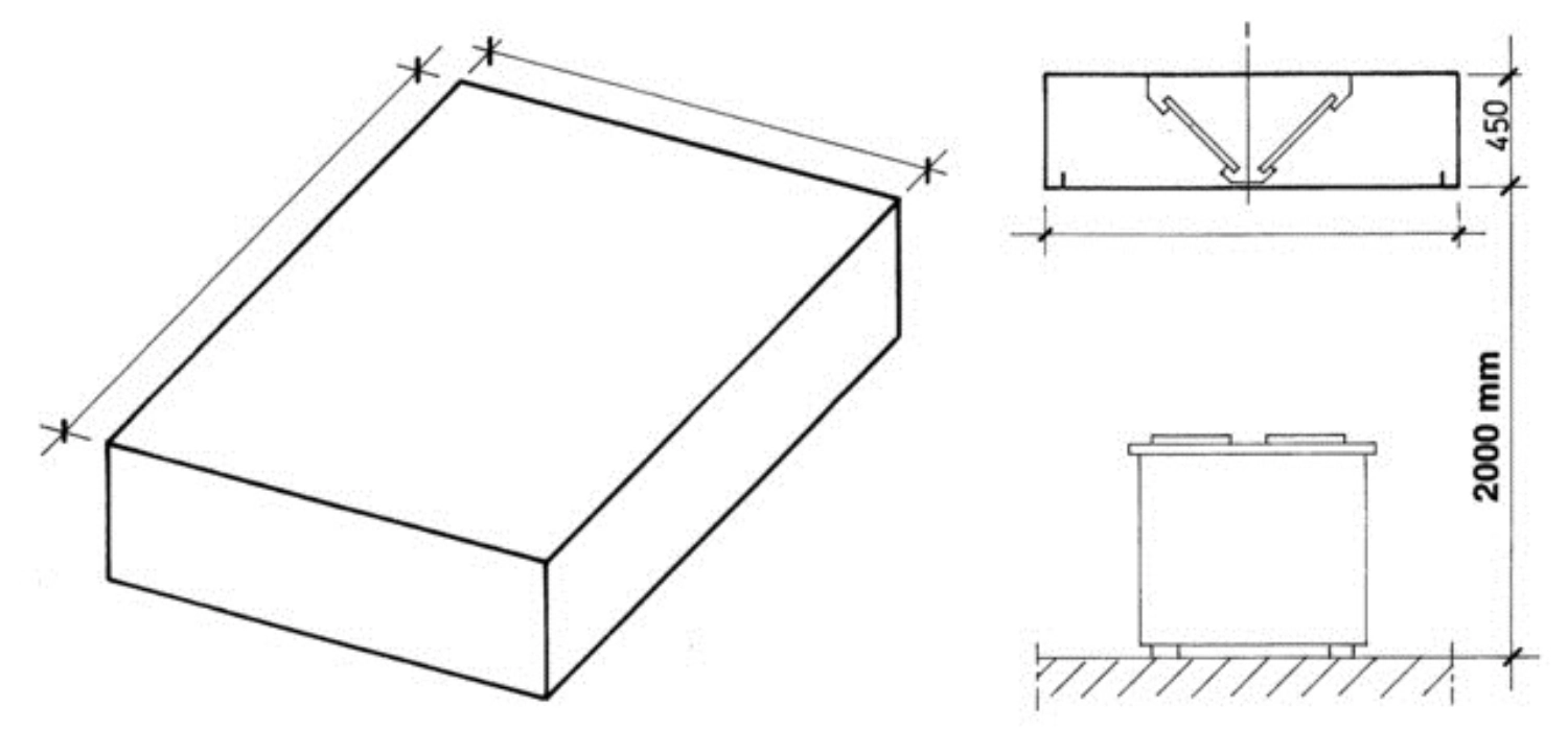 Decken-Dunstabzughaube B1600xT1300xH450mm