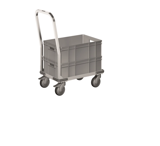 Chariot de transport pour bacs Euro avec poignée de poussée,