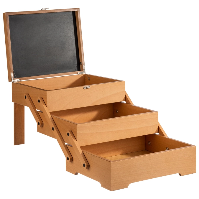 Buffet Box Sewing Basket, 37x29cm H28cm, bois de chêne