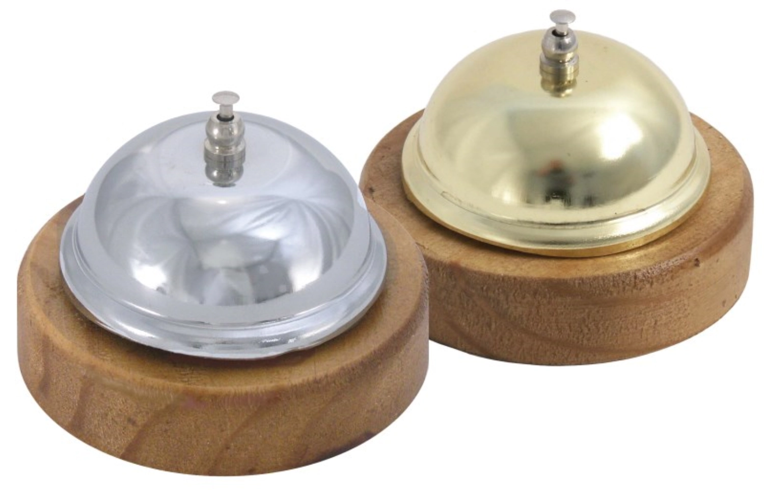 Cloche de réception sur pied en bois, chromé