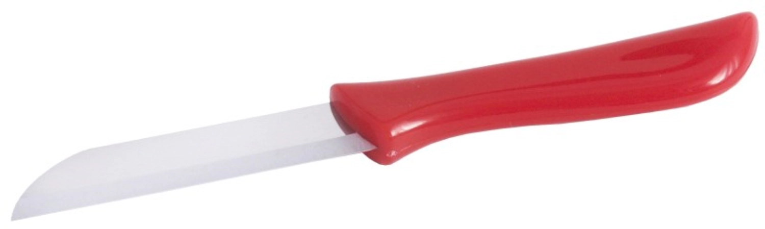 Couteau de cuisine a. manche rouge, lame lisse