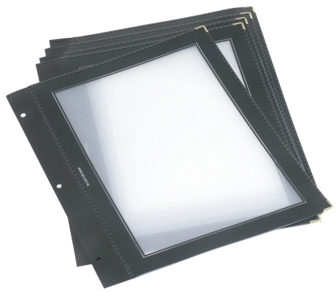 5 Einlegfolien, schwarz, für Speisekartenmappe 5830 (Holz)