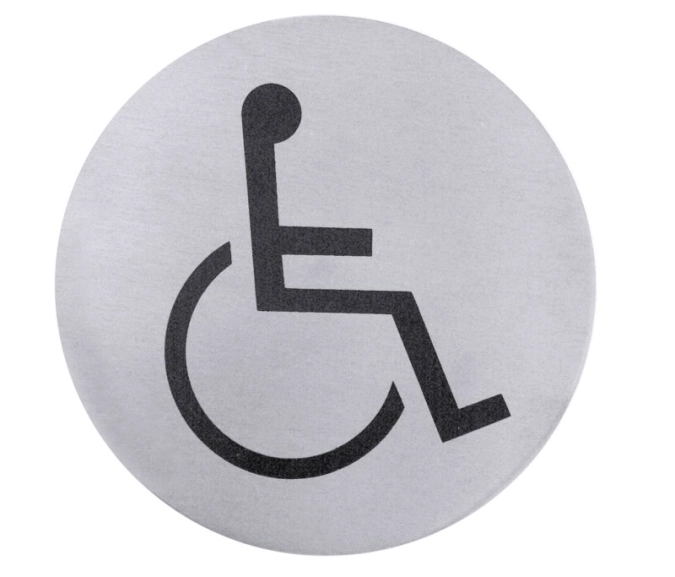 Symbole de porte fauteuil roulant autocollant 7.5cm