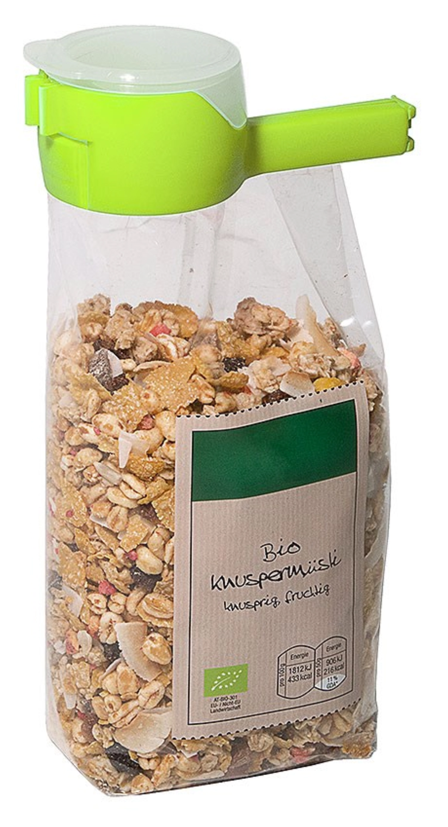 Pince à sachets verte a. goulotte