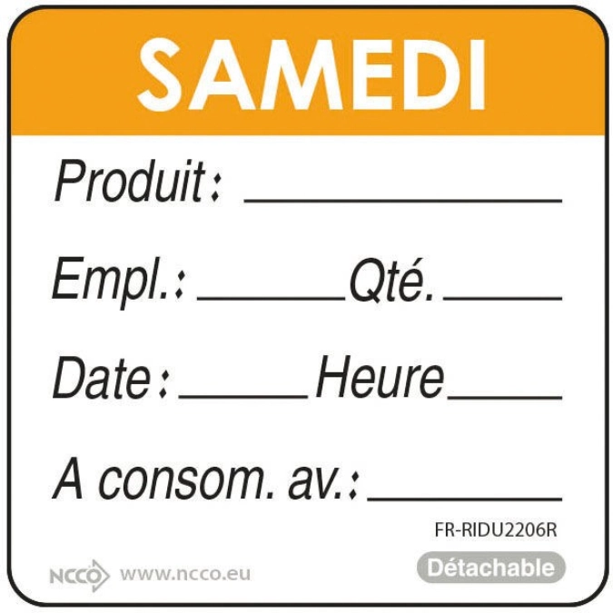 Etikettenrolle Samedi Orange