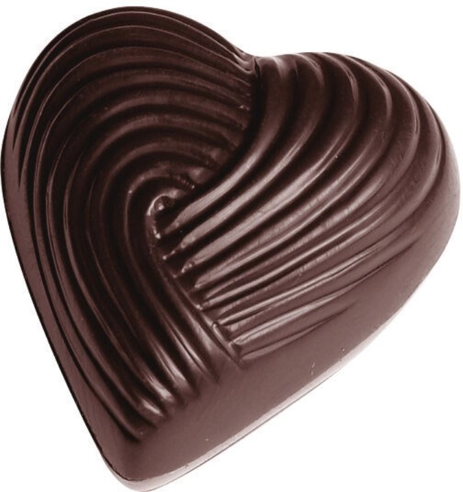 Plaque 3x7 bonbons coeur strie