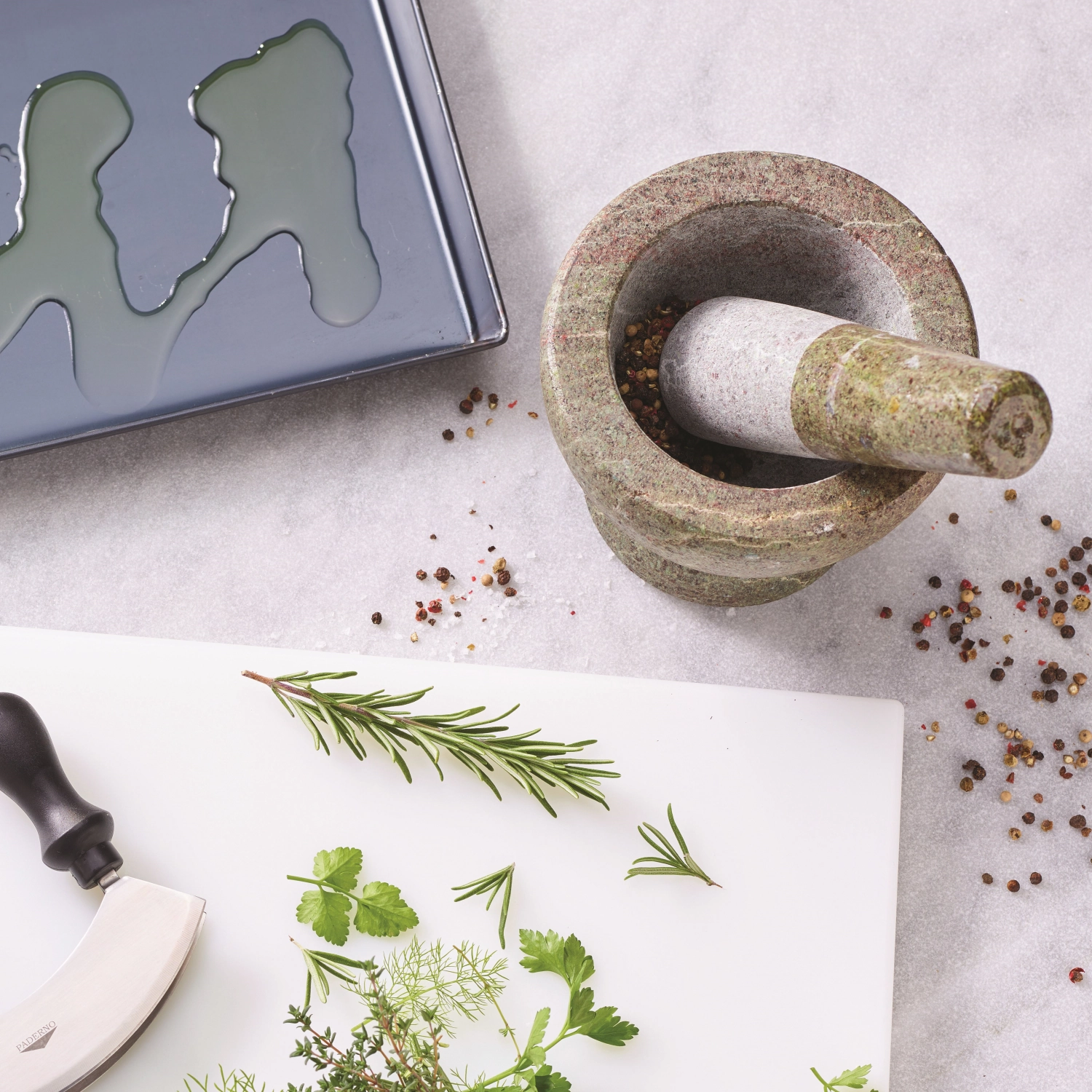 Mörser und Stössel, Grüner Granit, D14cm