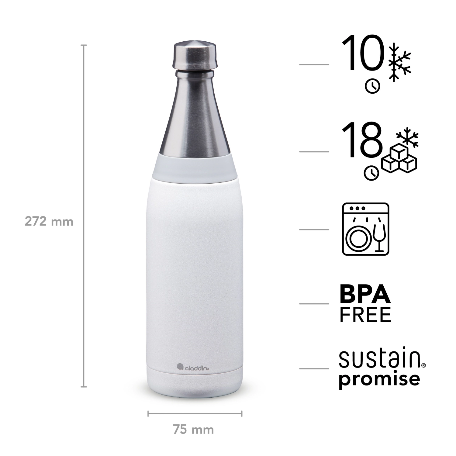 Fresco Thermavac Water Bottle 0.6L Snowflake White
