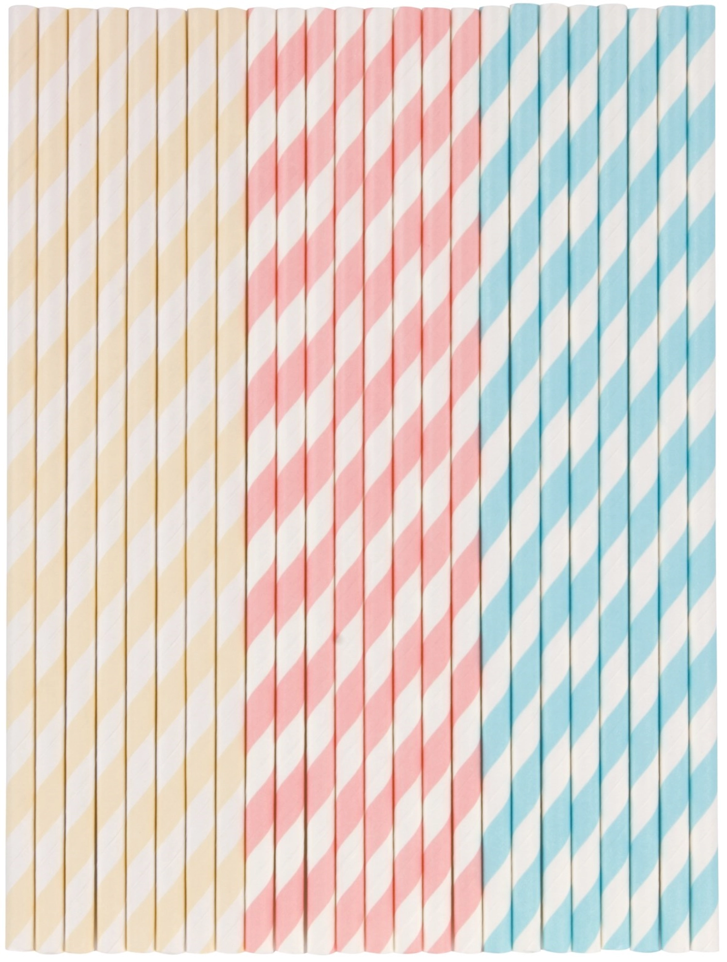 24 pcs. pailles en papier, assorties, d0.5cm, h19.5cm