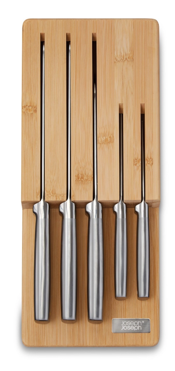 Elevate steel couteau bambou store bloc de 5 pièces