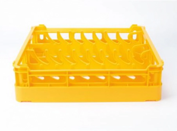 Tellerkorb gelb f. 15 Teller ab Ø18cm, flache+tiefe Teller