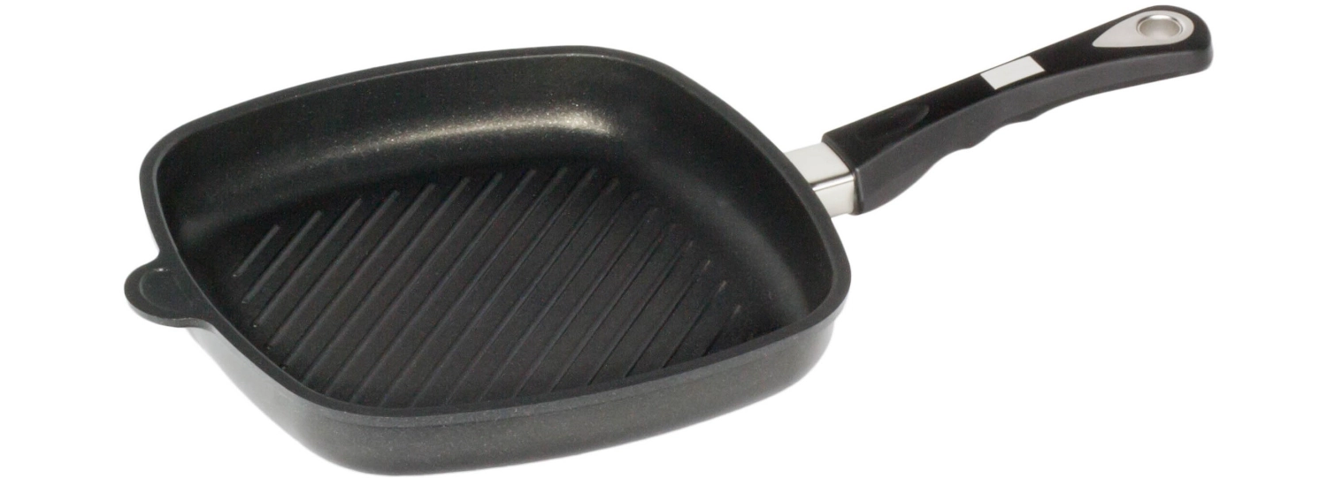 Induktion Eck-Pfanne 26x26cm, H4cm m. Grillboden