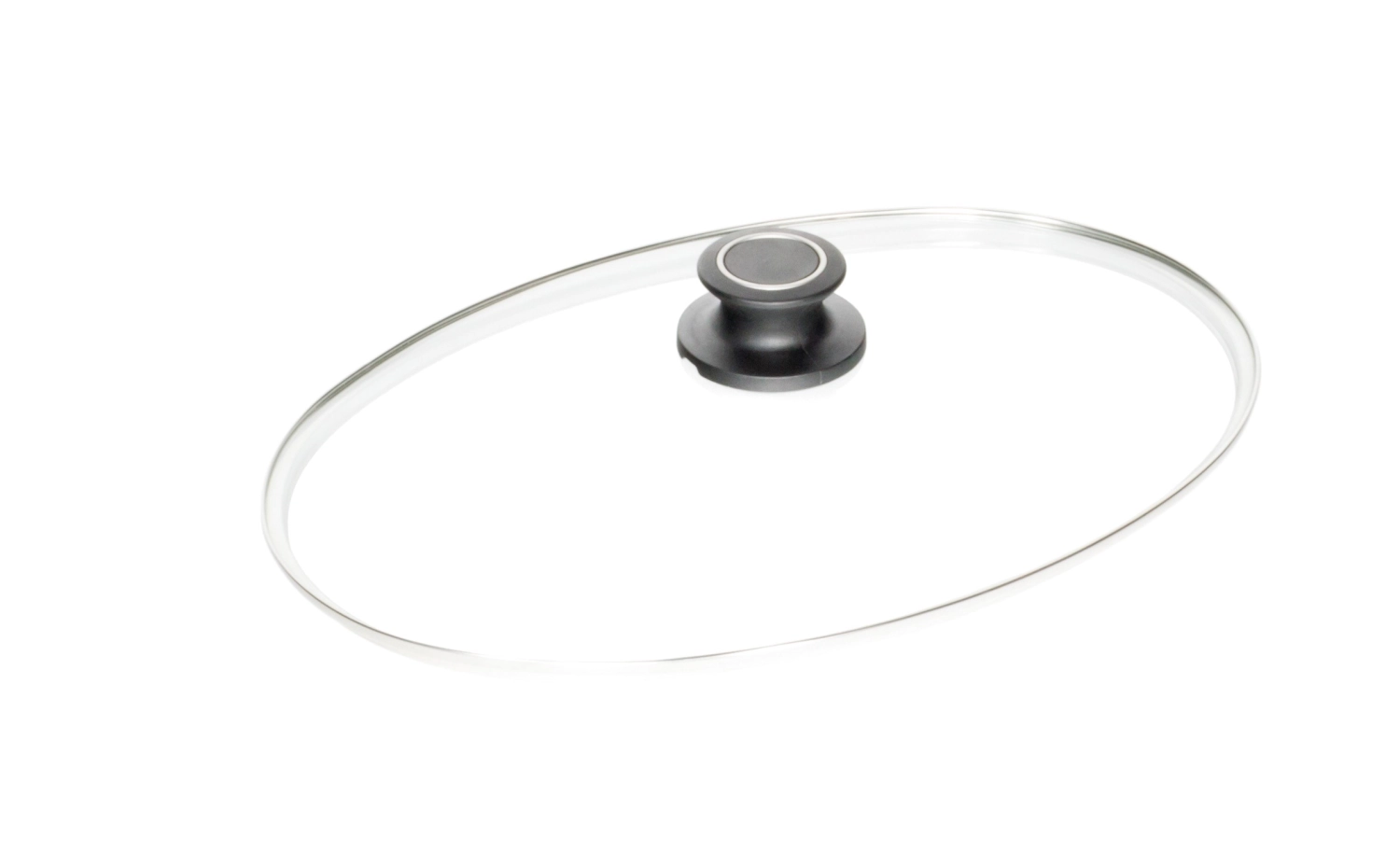 couvercle en verre ovale 41x27cm a. bord en inox