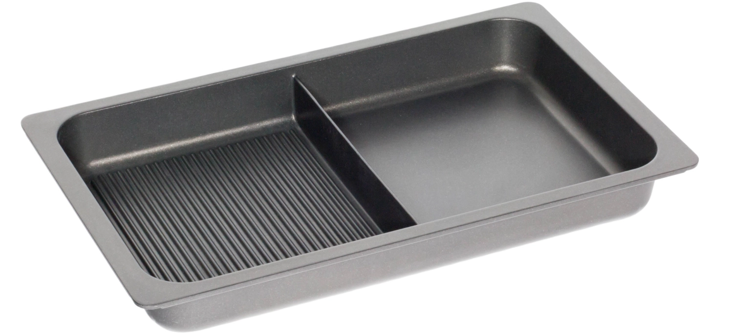 Plaque à frire GN1/1, H5.5cm a. nervure, fond gril/lisse