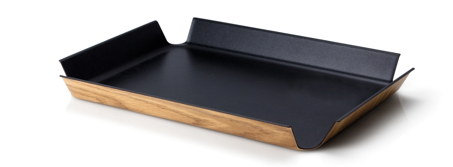 Plateau antidérapant noir métallisé, 41x29.5 cm