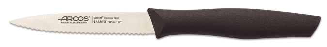 Nova Rüstmesser mit Wellenschliff Klinge 10cm Griff schwarz