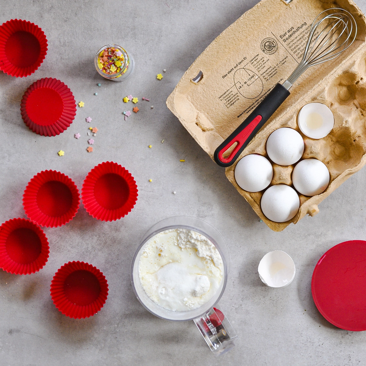 6 pcs. moules à muffins en silicone, d7cm, rouge