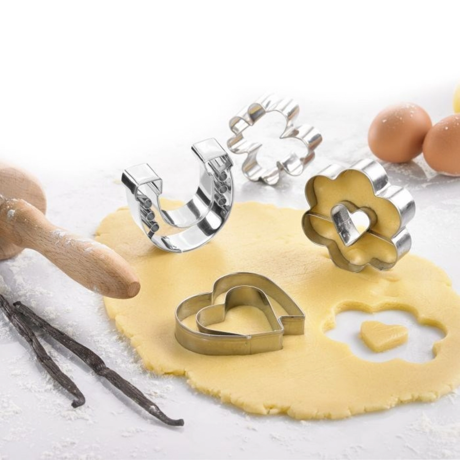 4-tlg. Set Ausstechform Glück und Liebe