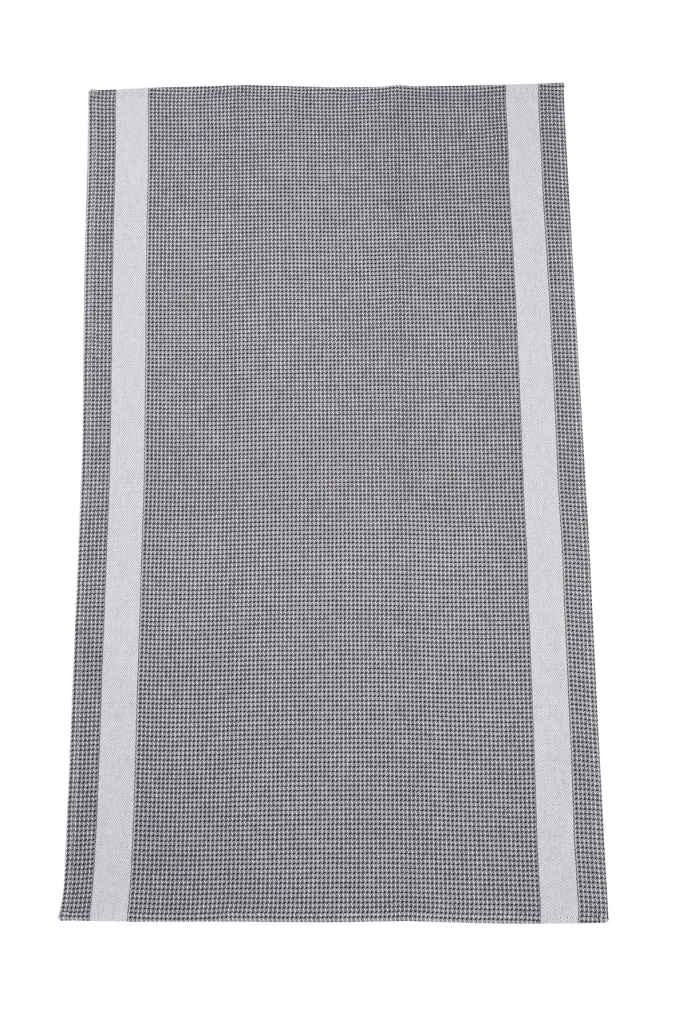 Chiffon gaufré 50x85cm, noir avec bord blanc