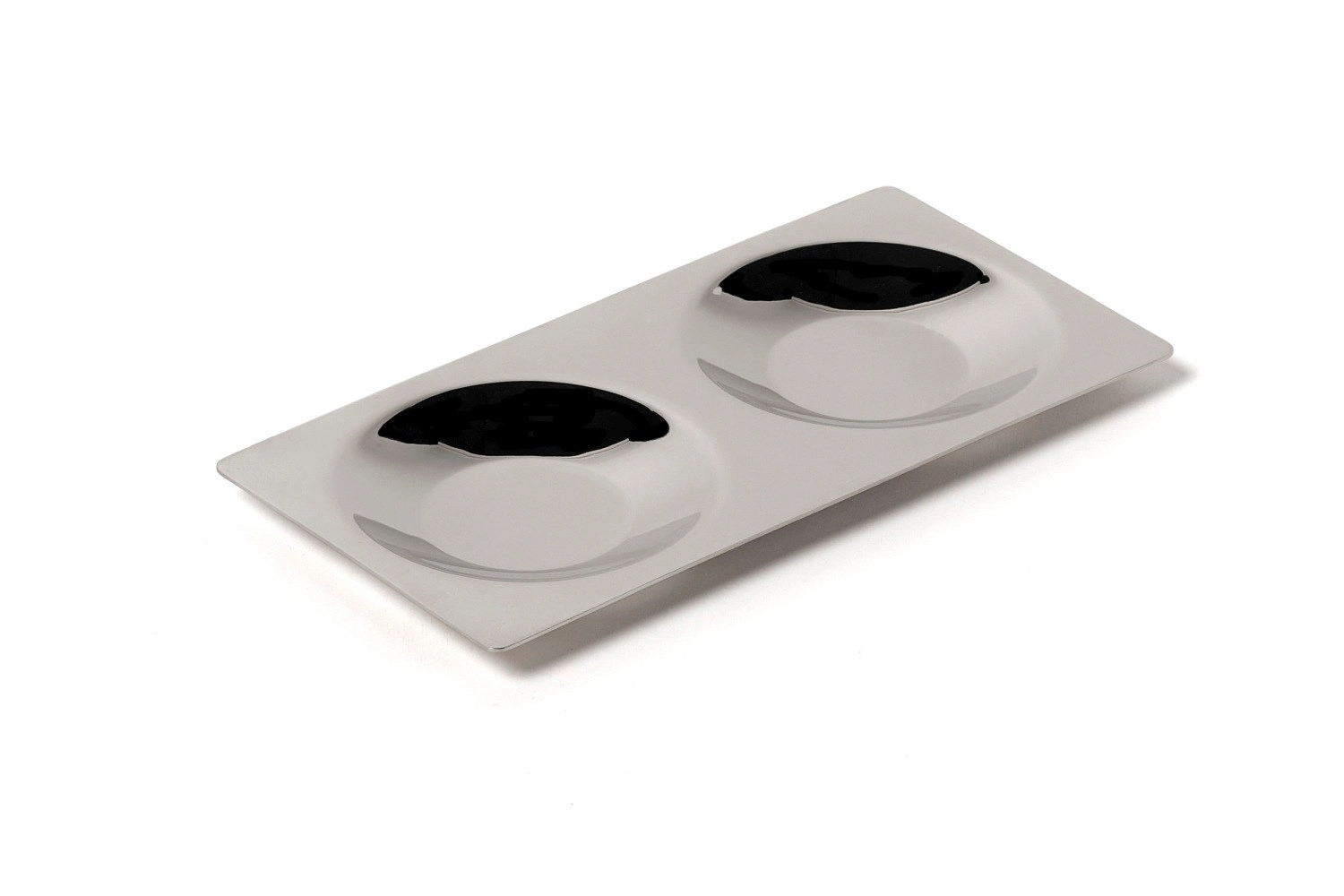 Lab 18/10 Assiette inox, carrée, double portion