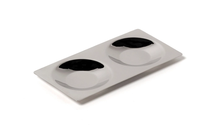 Lab 18/10 Assiette inox, carrée, double portion