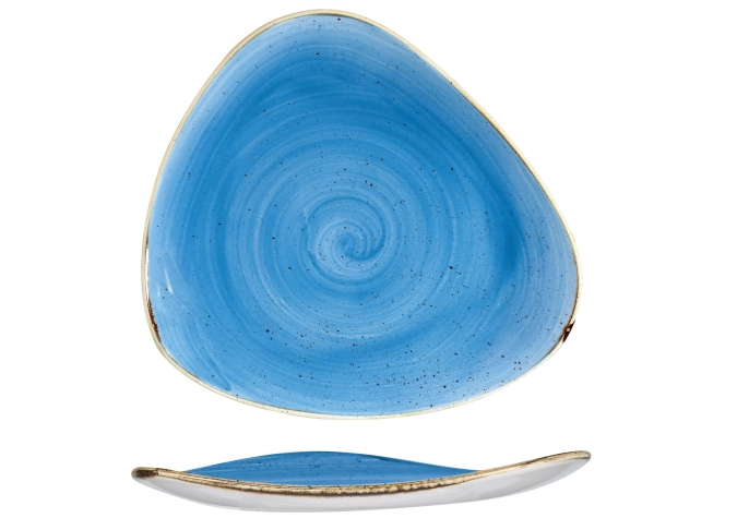 Assiette triangle plate cornflower blue 22.9cm