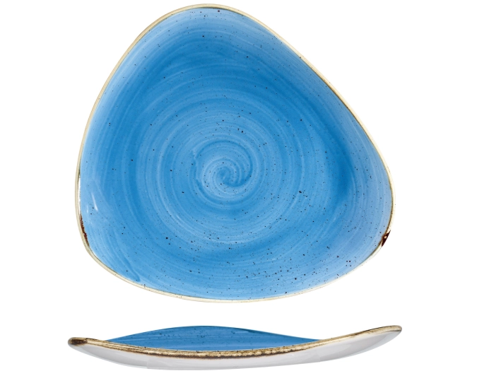 Stonecast cornflower blue triangle assiette plate 26.5cm
