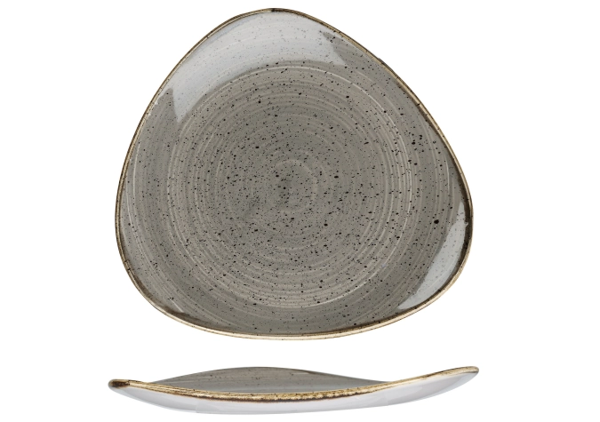 Stonecast peppercorn grey assiette triangle plate 19.2cm