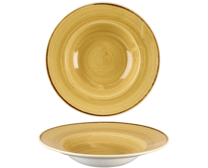 Stonecast mustard yellow assiette creuse drapeau 28cm