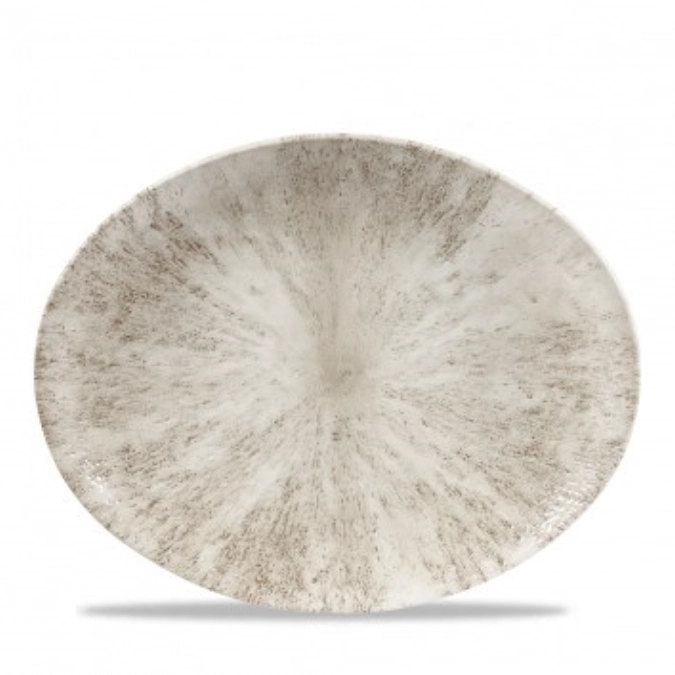 Assiette ovale stone agate grey 31.7x25.5cm