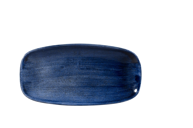 Assiette rectangulaire oblong patina cobalt blue 29.8x15.3cm
