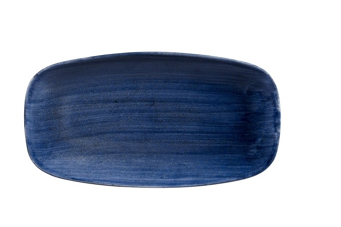 Assiette rectangulaire oblong patina cobalt blue 35.5x18.9cm