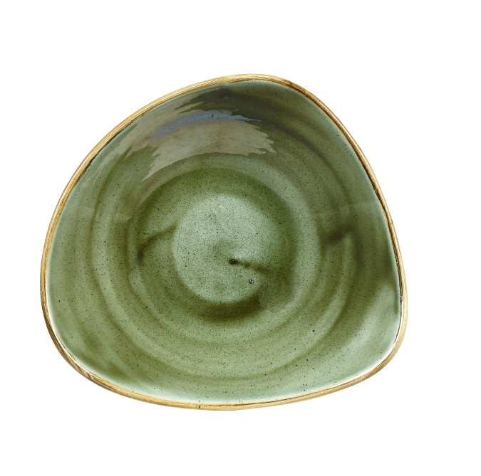 Stonecast samphire green assiette triangulaire creuse