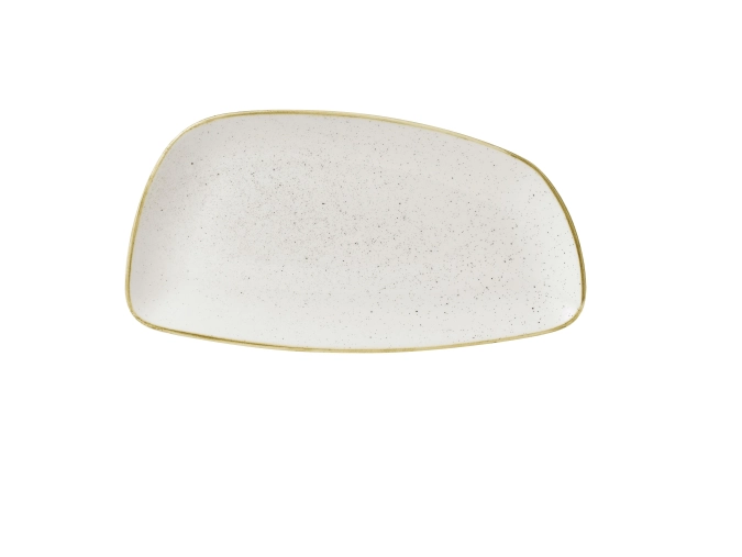 Assiette forme geo 35x18.5cm stonecast barley white