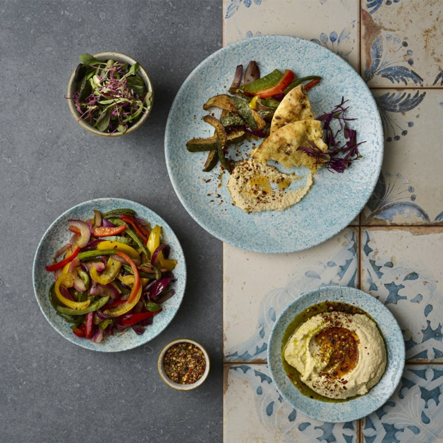 Vintage Prints Med Tiles Aquamarine Coupe assiette creuse