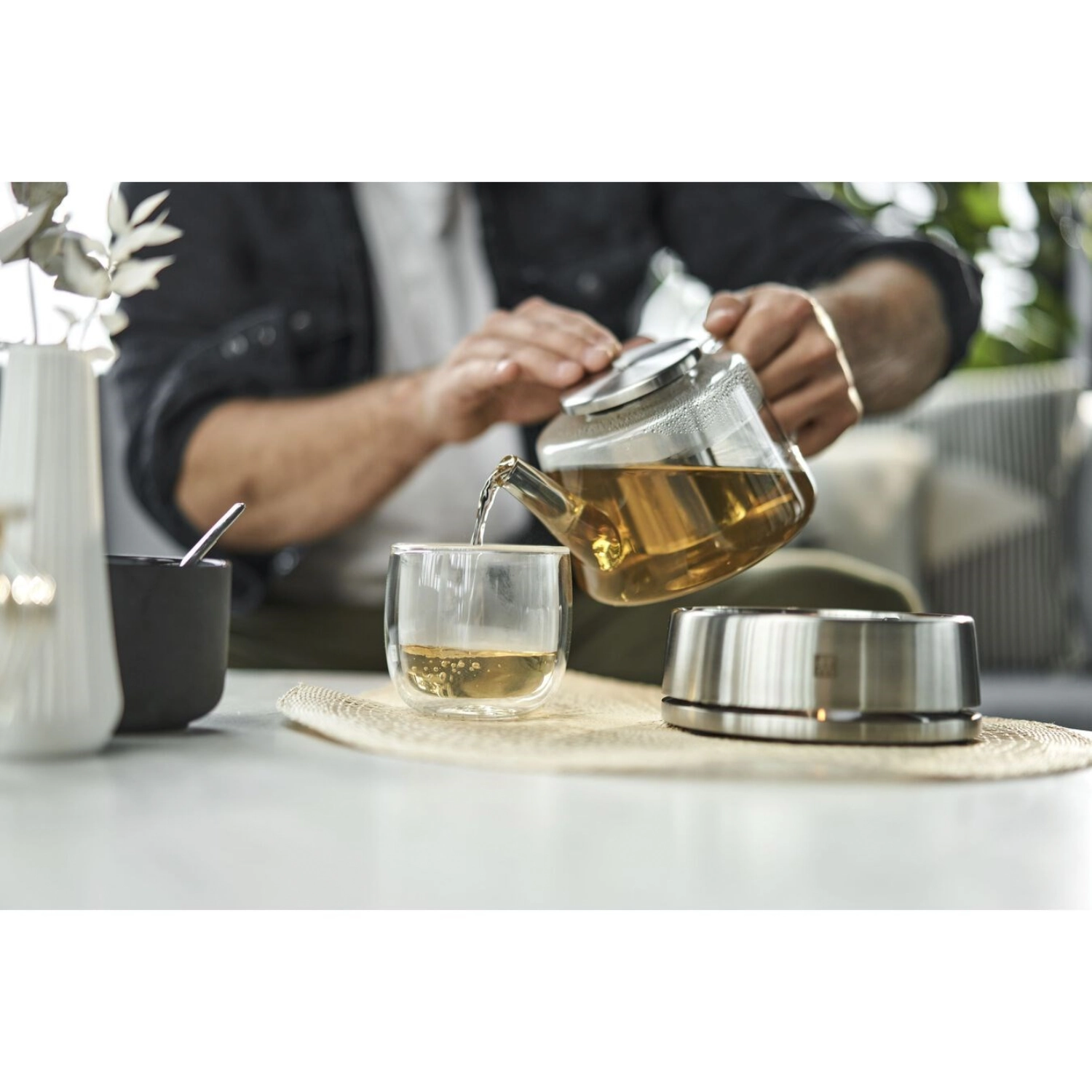 Sorrento théière 0.8l avec réchaud et passoire à thé