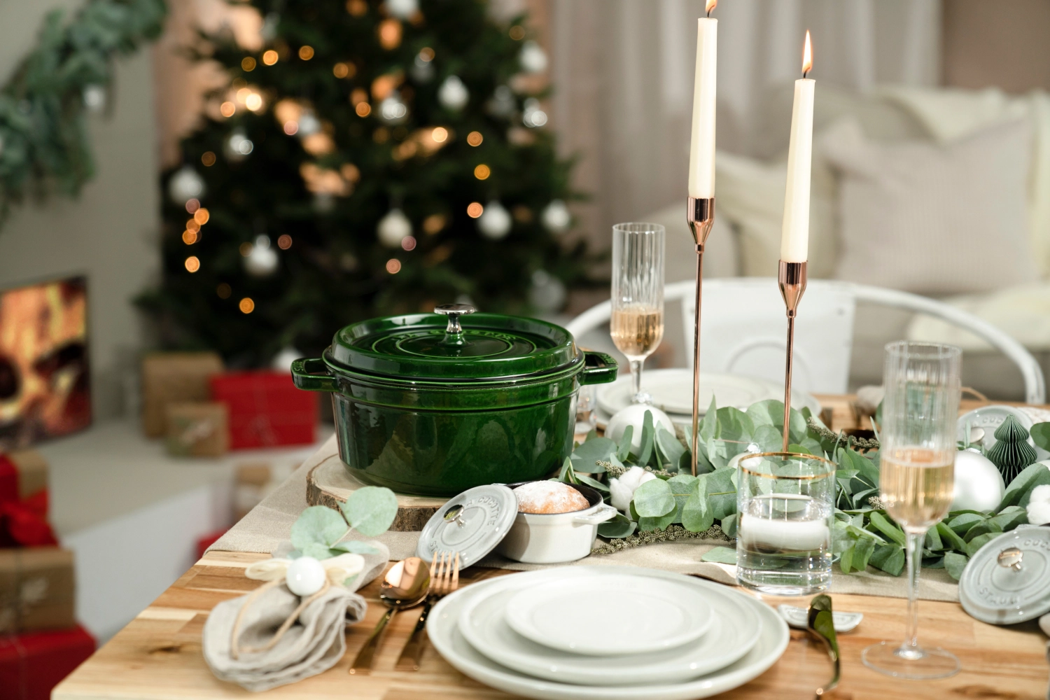 Cocotte 26 cm, ronde, vert basilic, fonte 5.25l