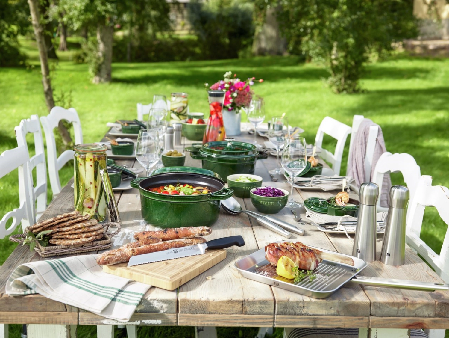 Cocotte 28 cm, ronde, vert basilic, fonte 6.7l