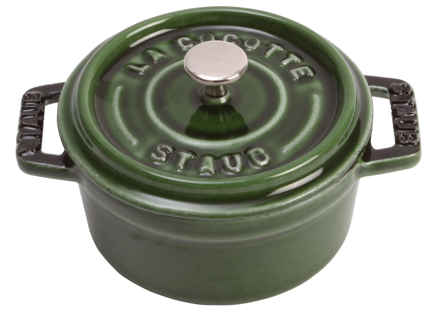Mini cocotte 10 cm, ronde, vert basilic, fonte 0.25l