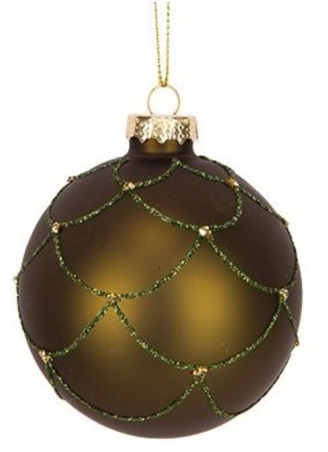 Boule de Noël Strass Glitter Vert D8cm verre