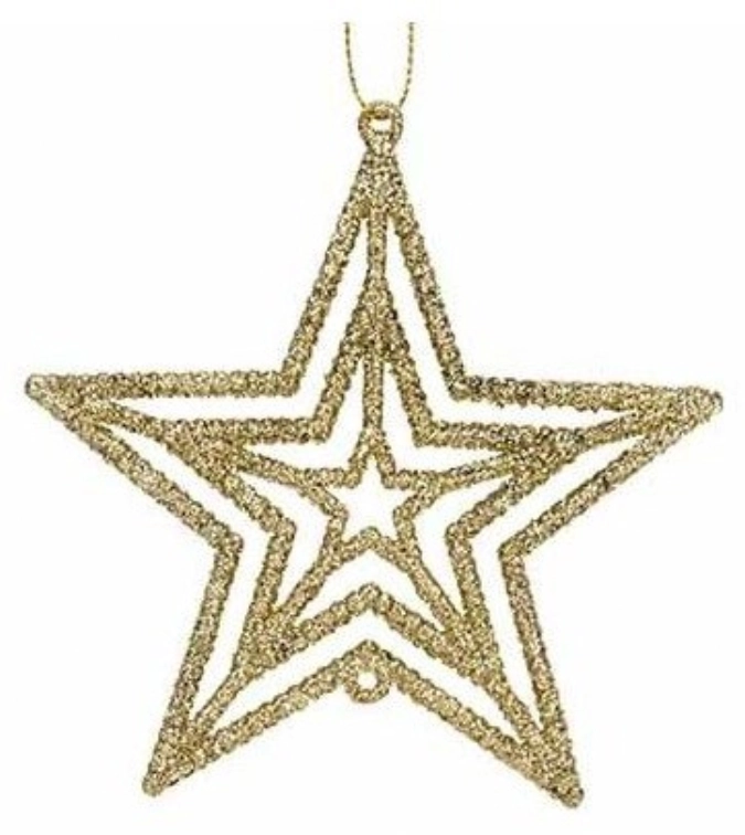 Suspension étoile paillette or 10x10cm plastique
