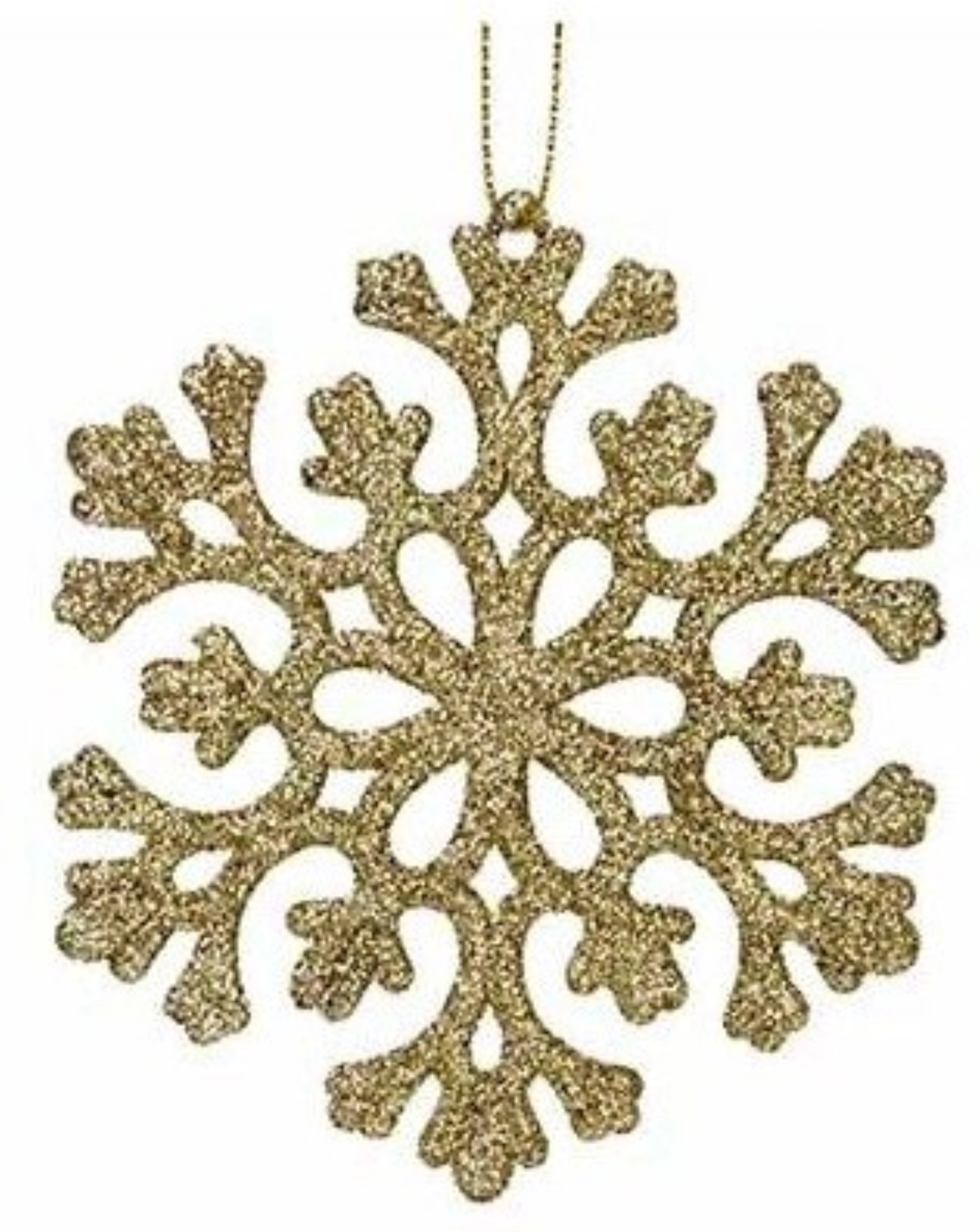 Pendentif flocon de neige paillettes or 10x10cm plastique